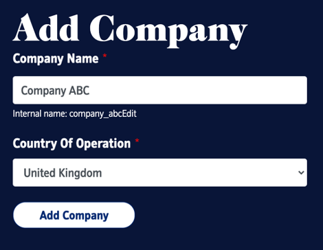 An image of the company registration form